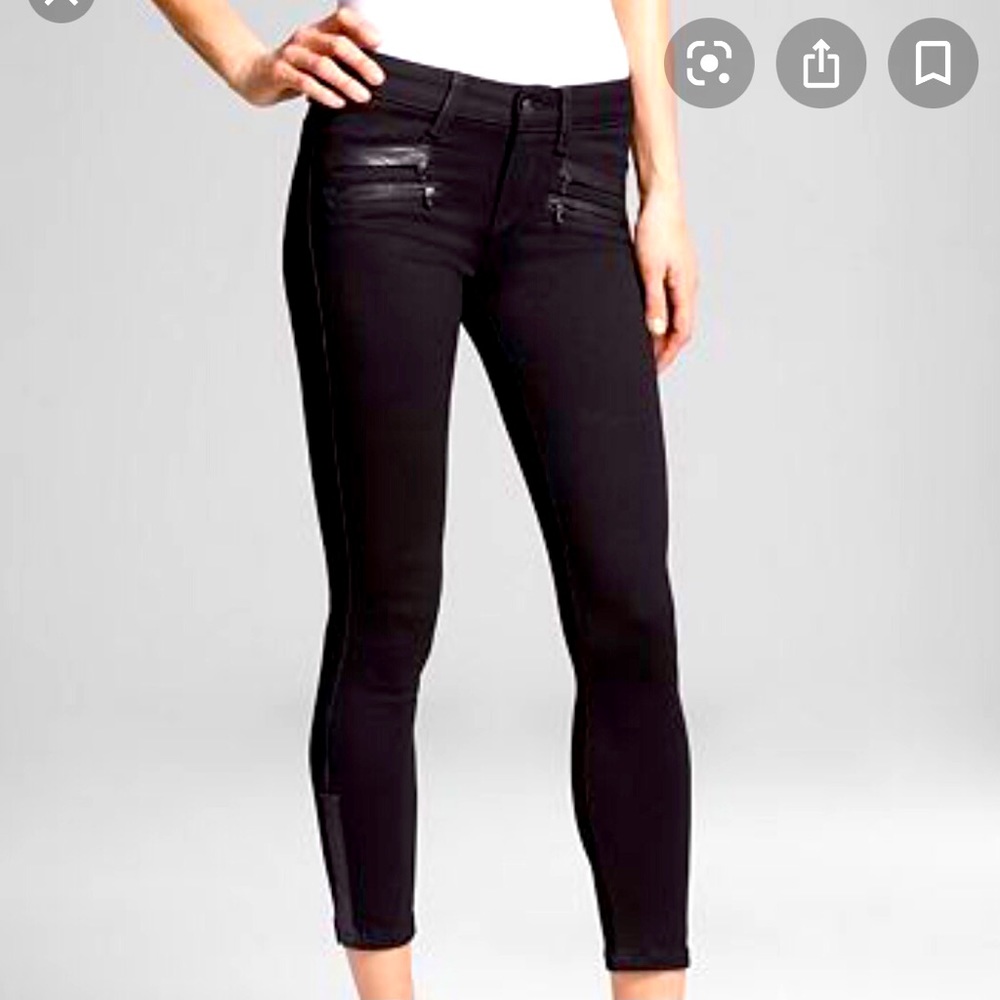 Leather Trim Jeans in Black 27